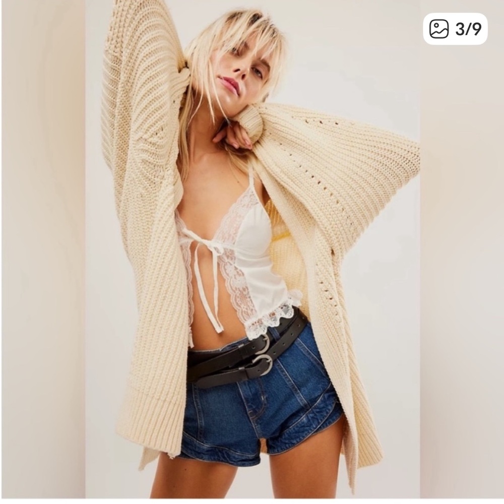 NWT Free People Nightingale Cardigan Cream Size Large - Picture 3 of 14